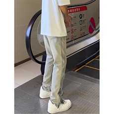 1506A/G9930/P44弯刀牛仔裤复古做旧黄泥染拉链开叉男直筒裤子，男装牛仔裤，星座1506A