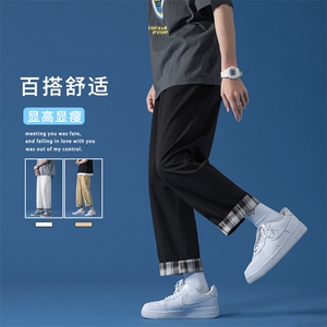 显高显瘦亲柔运动高街风简约纯棉长裤潮流九分棉裤 K615-特批35,男装棉裤,星座718-1