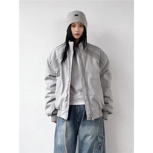 网图美式解构棒球棉服男冬季加厚廓形机能立领外套MY61049-特P78图片