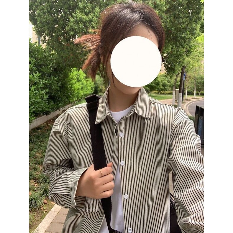 1506/QK160/P38条纹长袖衬衫日系衬衣男生夏季潮流百搭休闲外套,男装衬衫,星座1506