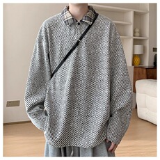 小香风翻领雪尼尔长袖t恤男秋季潮牌卫衣情侣重磅打底衫WY3266，男装T恤，星座516A