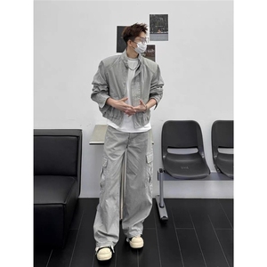 现货得物二开 复古工装宽松立领水洗cleanfit夹克美式JK1252-P98图片