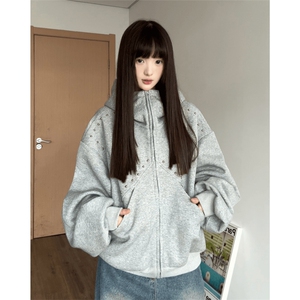 网图有货 美式拼接铆钉杜宾犬耳朵连帽卫衣外套男女 A811-P53图片