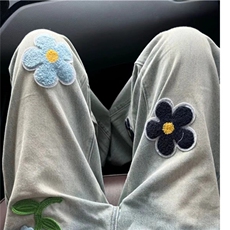 花朵牛仔裤男秋季小众微喇裤春秋美式高街直筒裤子N8866-P50，男装牛仔裤，星座208-5