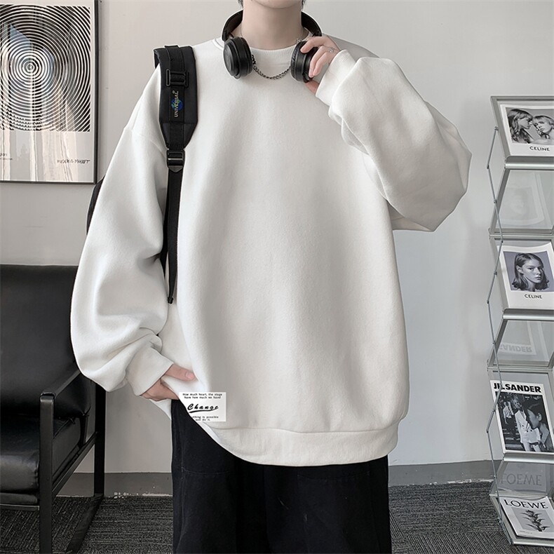 圆领卫衣男大码加厚加绒长袖t恤男S6062-P28加绒款-P33，男装卫衣，电商A040