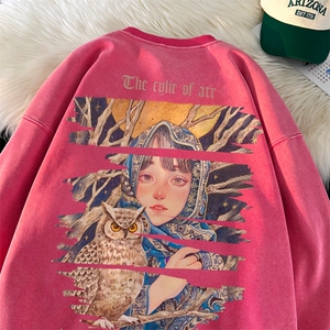美式潮牌重磅水洗做旧圆领卫衣力推大码男XZ517A-BK15523-p58图片