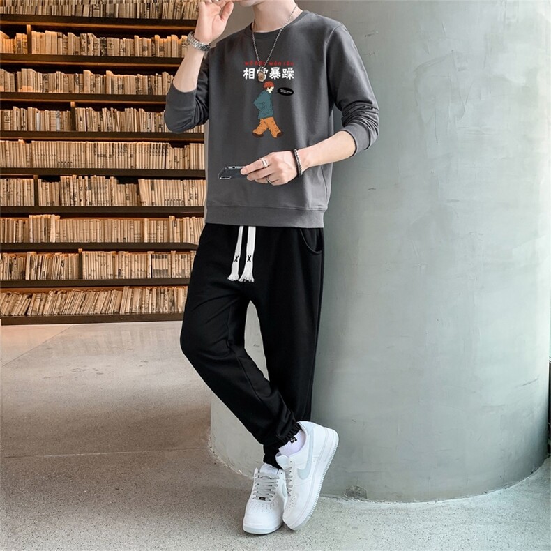 大货可主推可秋冬青少年潮流我很暴躁印花卫衣套装大码TZ8081，男装休闲套装，星座1816-2（原1210–2）