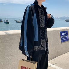 腰果花拼接夹克男韩版潮流高街帅气2025冬季新款ins外套W5477-P43，男装夹克，星座412