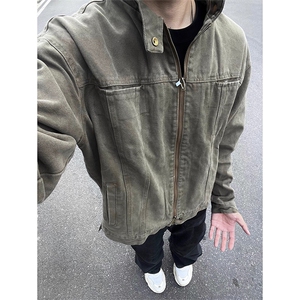 Q104/P75 做旧洗水军绿色男士夹克图片