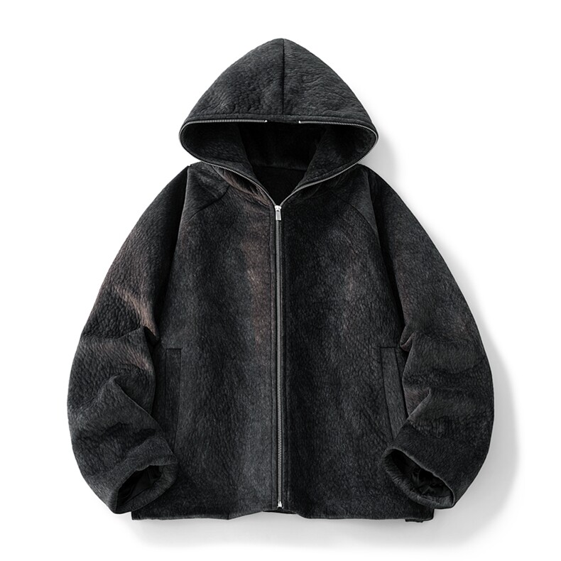 2025秋冬休闲百搭纯色连帽皮衣夹克外套男女同款XY2520-P95，男装皮衣，星座717