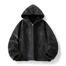 2025秋冬休闲百搭纯色连帽皮衣夹克外套男女同款XY2520-P95，男装皮衣，星座717