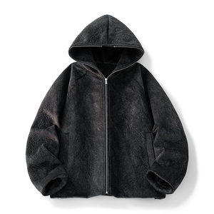 2025秋冬休闲百搭纯色连帽皮衣夹克外套男女同款XY2520-P95,男装皮衣,星座717