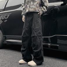 美式复古vibe风立体结构拼接宽松微锥剪裁多口袋细珠帆休闲工装裤，男装工装外套，星座813-2