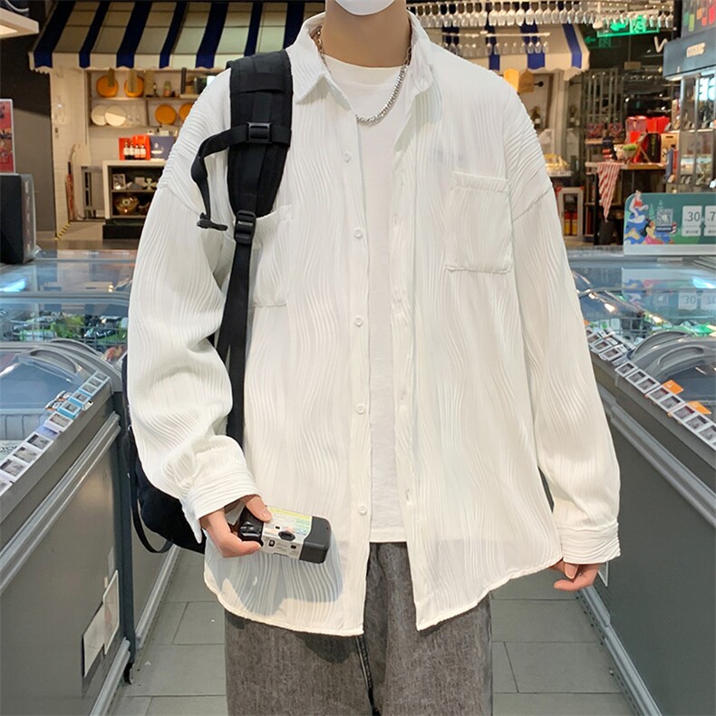 长袖衬衫春款男港风潮流M57P46,男装衬衫,星座1116-2