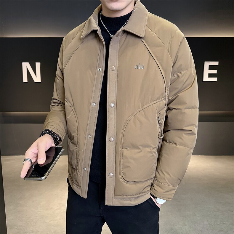 M-4XLB3539829P185绿色2025翻领衬衫款轻薄冬季男羽绒服外套,男装衬衫,电商B353