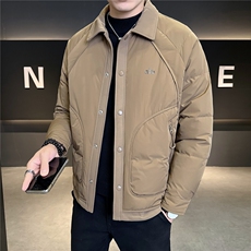 M-4XLB3539829P185绿色2025翻领衬衫款轻薄冬季男羽绒服外套，男装衬衫，电商B353