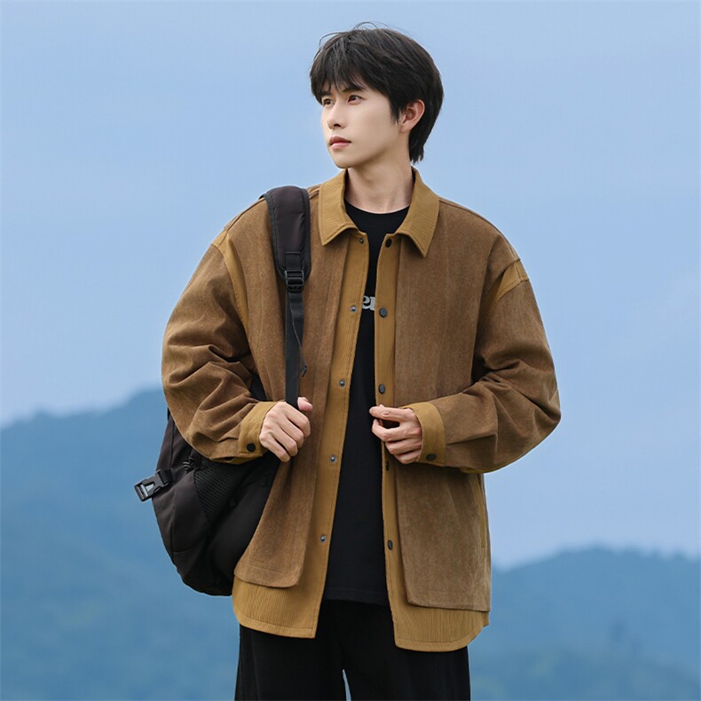 JK25028-P80秋季新款大码灯芯绒拼接夹克外套控138,男装夹克,星座109