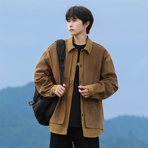 JK25028-P80 秋季新款大码灯芯绒拼接夹克外套 控138图片