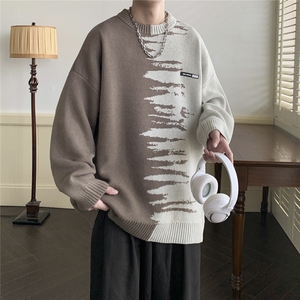 现货现货宽松圆领毛衣男秋冬百搭针织衫D329-QM803-P68控88