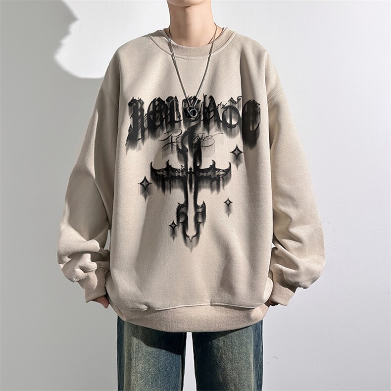 400克麂皮绒秋季上衣宽松潮牌百搭卫衣休闲外套男WY301P50控68，男装卫衣，星座205-1