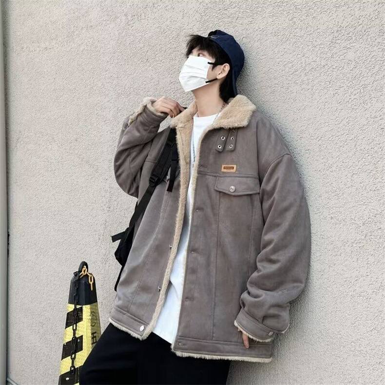 鹿皮绒棉服外套男士韩版潮流高街帅气2025冬季ins棉衣MF246-P88,男装棉衣,星座412-3