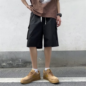 卡其色工装短裤男夏季薄款日系潮牌大码五分中裤休闲裤子D1200图片