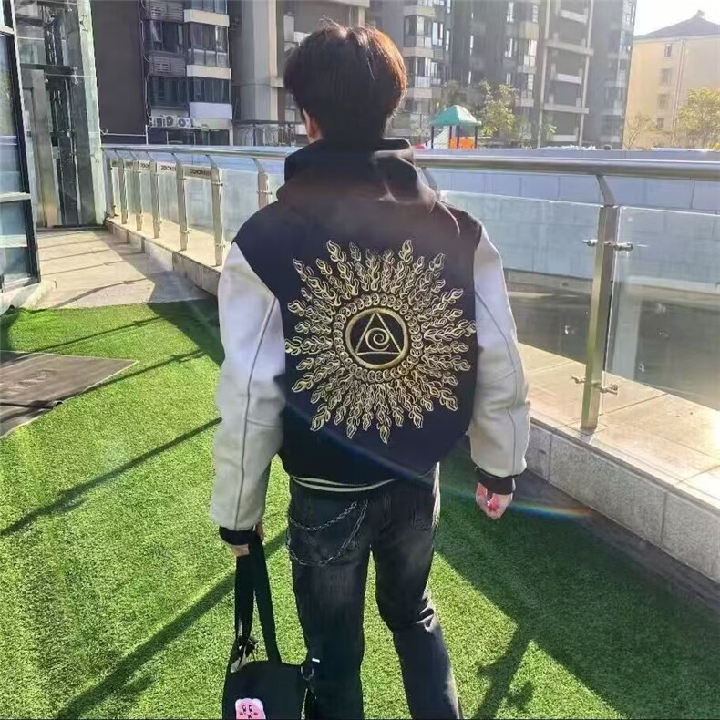 美式vibe刺绣夏季光明之眼上衣重磅短袖t恤潮流ins男女情侣装,男装夹克,四季星座505