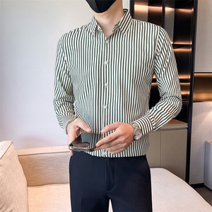 店主风男士秋冬新款条纹修身衬衫男衬衣301A-1/CS459/P55 控75图片