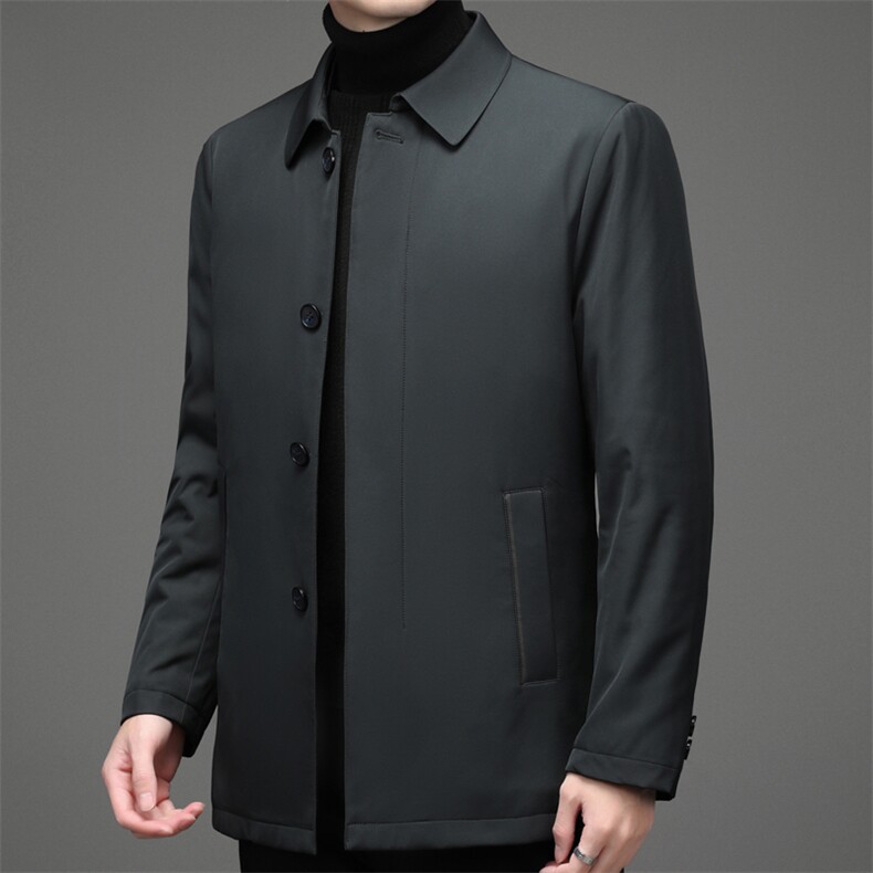 男士翻领纯色羽绒服中年商务休闲加厚白鸭绒外套2023冬季新款男装，男装羽绒服，电商B212（原钱塘6029）