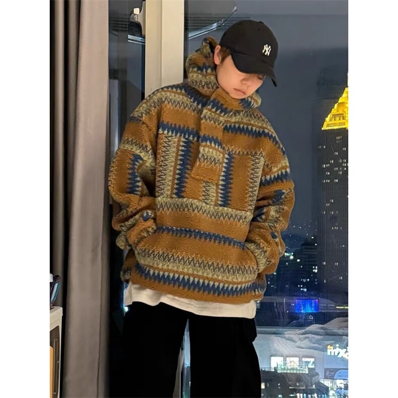 【量大价格可谈】潮牌秋冬男女羊羔绒时尚连帽卫衣外套SB35P56，女装短外套，星座1112-1