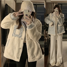 C872-P140小香风两面穿加厚棉衣新款冬季韩系羊羔毛拼接棉服外套，男装棉衣，星座911-2(原星座613-2）