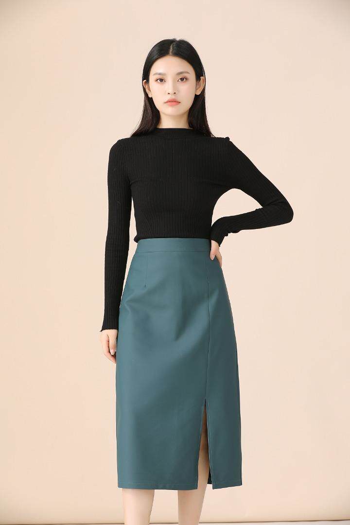 秋冬新款现货，白搭显瘦好贵中长版皮半裙 26/30尺码，女装半身裙，艺尚丽人