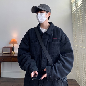 现货加绒牛仔棉衣外套男冬宽松情侣款复古加厚保暖翻领MY2225-P88图片
