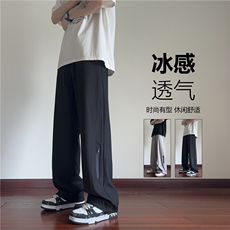 2025夏季新款冰丝薄款垂顺拉链宽松休闲裤B315-K24154-特P35控68，男装休闲裤，电商B315