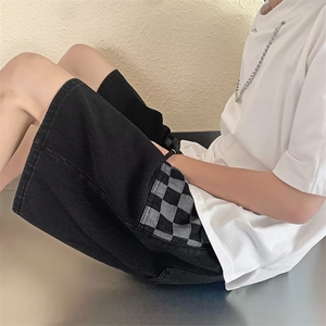 牛仔短裤男夏季高街ins潮牌宽松5五分裤美式vintage复古潮牌裤子图片