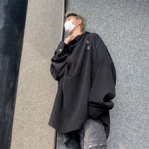 F229-P48 2024春秋新款设计感小众衬衣男不规则高级感衬衫 现货图片