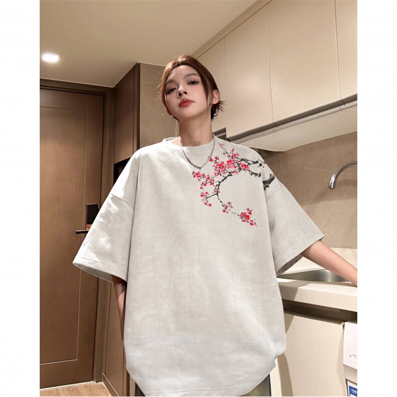 得物抖音直播高品质麂皮绒风印花宽松短袖djp295-特批23控39图片