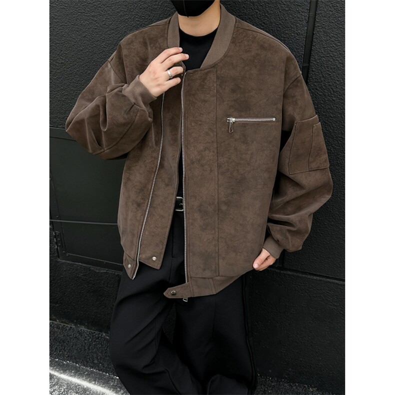 美式棒球服男秋高街痞帅扎染皮夹克设计感短款工装外套潮,男装夹克,星座410-6（原星座1304-1）