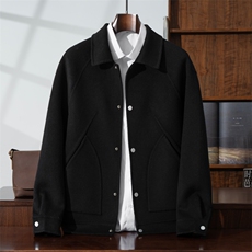 高档羊毛呢子西服男士秋冬季百搭加厚双面尼外套男装短款毛呢大衣，男装毛呢大衣，优远毛呢大衣