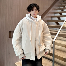 秋冬纯色连帽休闲百搭男大高定加厚棉服外套A071-999-P125，男装棉衣，电商A071