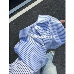 【网图】B221美式ins高街暗黑宽松条纹长袖衬衫 SY2551-特P30控59图片