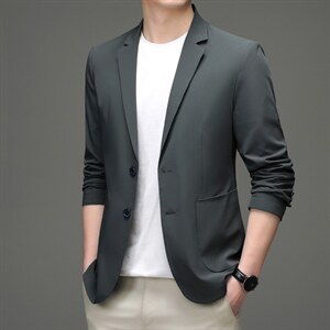长袖翻领男士休闲西服2023秋季时尚搭配西装外套中年商务爸爸装图片