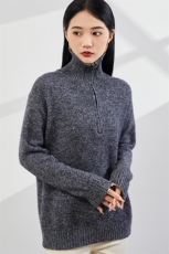 时尚百搭半拉链高领羊绒衫简约大气秋冬必备单品，女装羊绒衫，美够羊绒