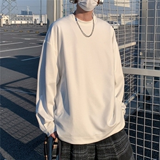 2026春装肌理感男士长袖T恤潮流男袖子纽扣设计W56681/特P35白9，男装T恤，电商A094