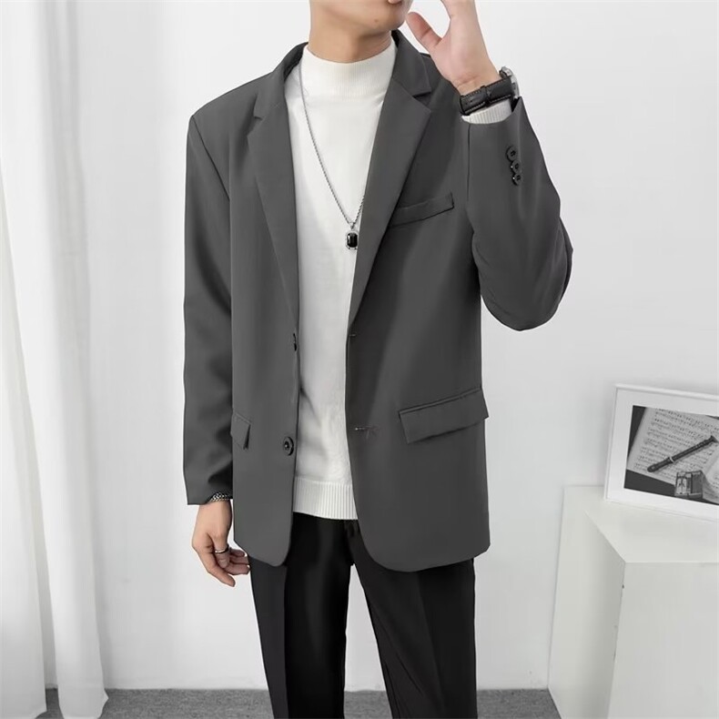 轻熟风免烫小西装男士韩版早秋潮流帅s黑色休闲商务西服外套Y70,男装西服,星座1116A-2（原606A-1）
