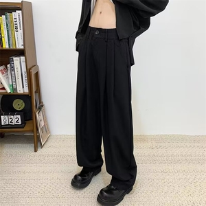 秋日系复古直筒西裤男女生垂感阔腿宽松休闲长裤子 X311图片