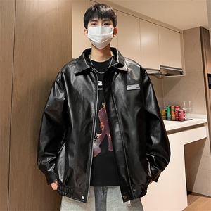 秋季新款男士皮夹克潮机车宽松皮衣外套宽松A266-PY006-P80控138图片