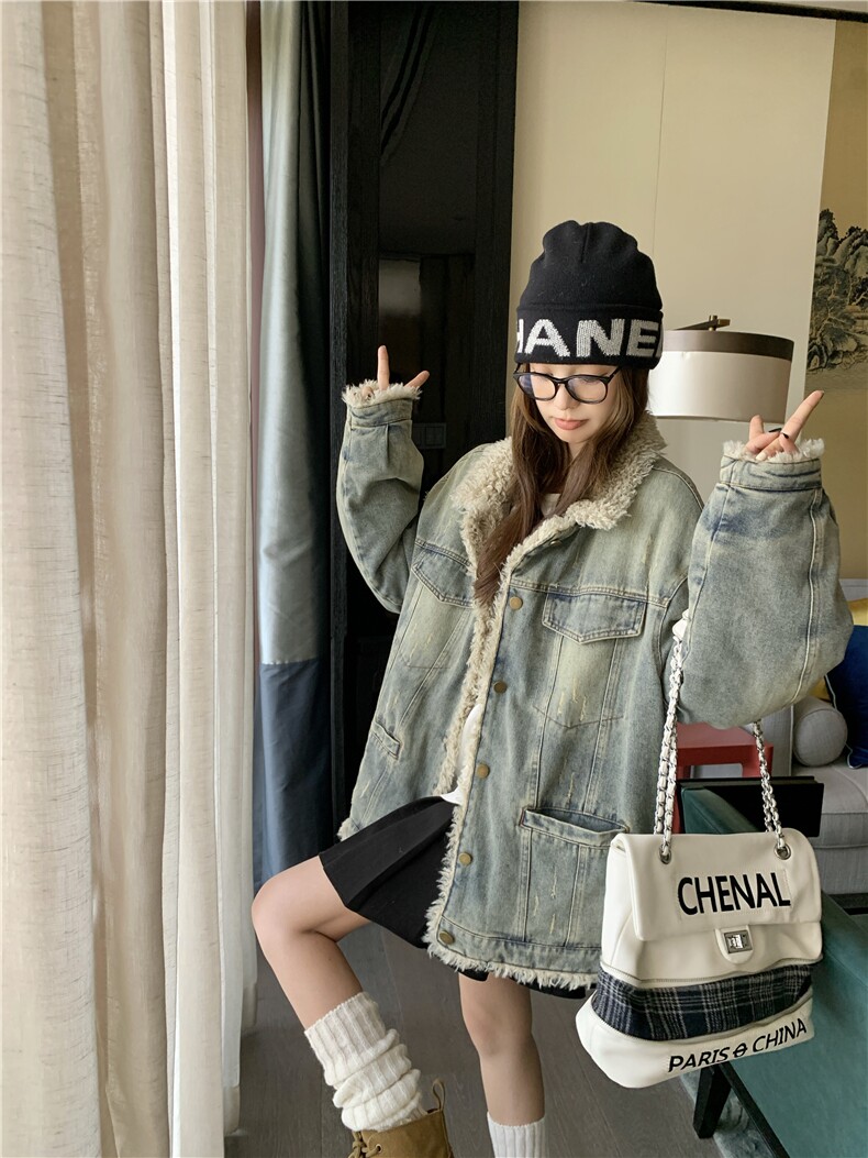 现货新款水洗复古牛仔棉衣外套HW88P190K288,女装短外套,2D035