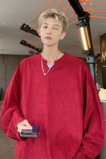 早秋~2025新款男士V领长袖T恤情侣潮牌打底衫TX2401特P35，男装T恤，电商B220
