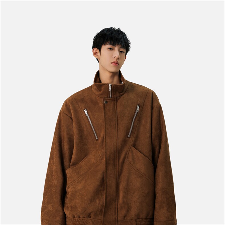 现货2025秋款麂皮绒夹克外套男潮牌痞帅上衣JK8087-P85控128，男装夹克，星座1209-2